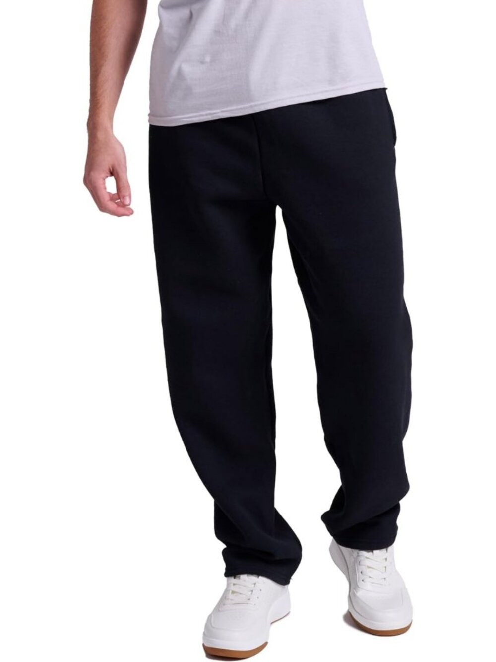 Men's Moisture-Wicking Fleece Sweatpants with Pockets, Relaxed Fit, Open Bottom